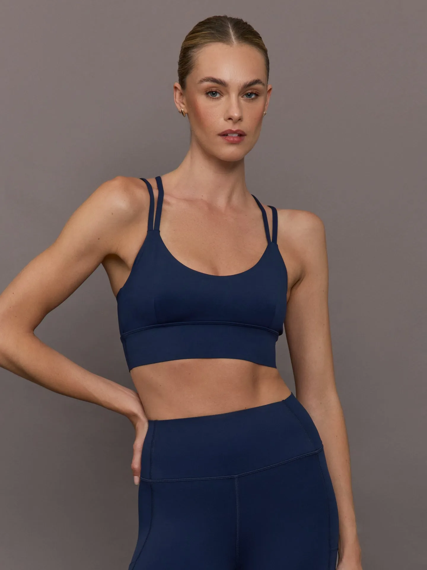 Multi Strap Active Bra in Diamond Compression - Navy sold by Carbon38