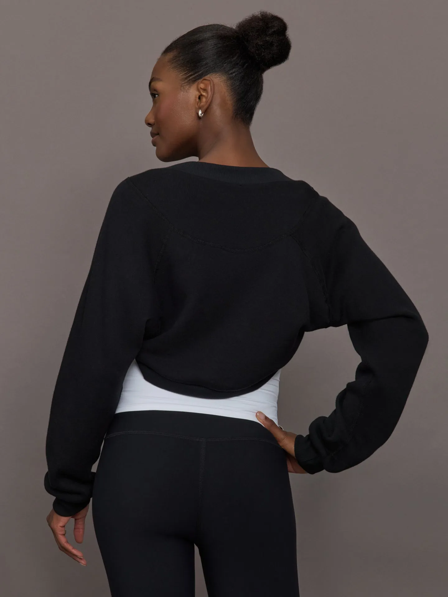 Long Sleeve Shrug in French Terry - Black sold by Carbon38 product image thumbnail 4