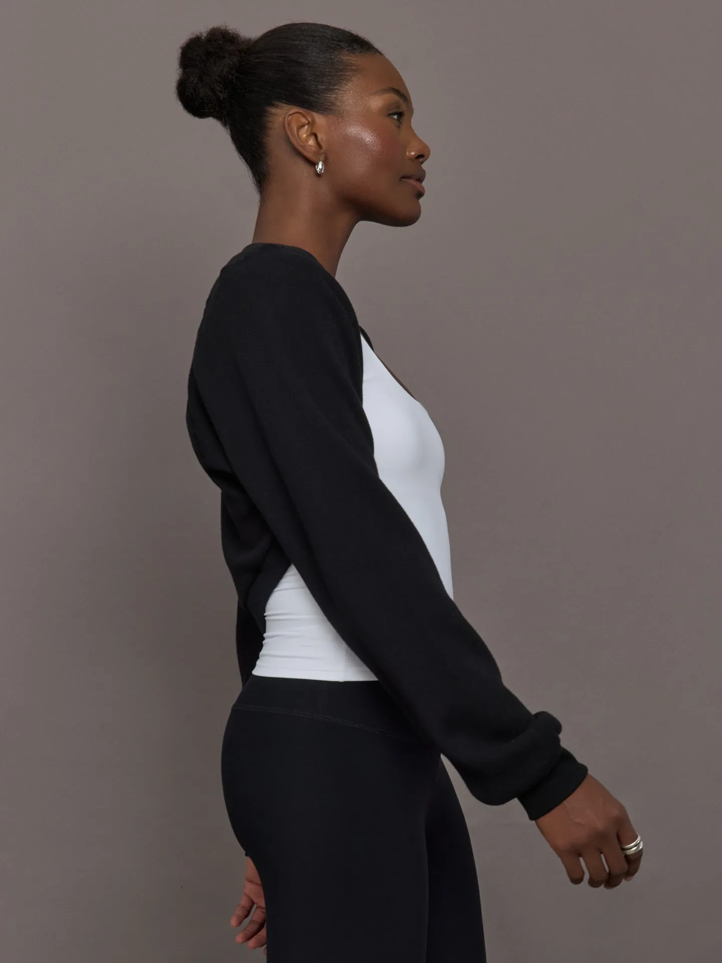Long Sleeve Shrug in French Terry - Black sold by Carbon38 product image thumbnail 3