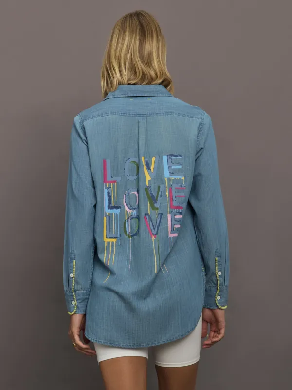 Mia Shirt Love - Chambray Blue sold by Carbon38