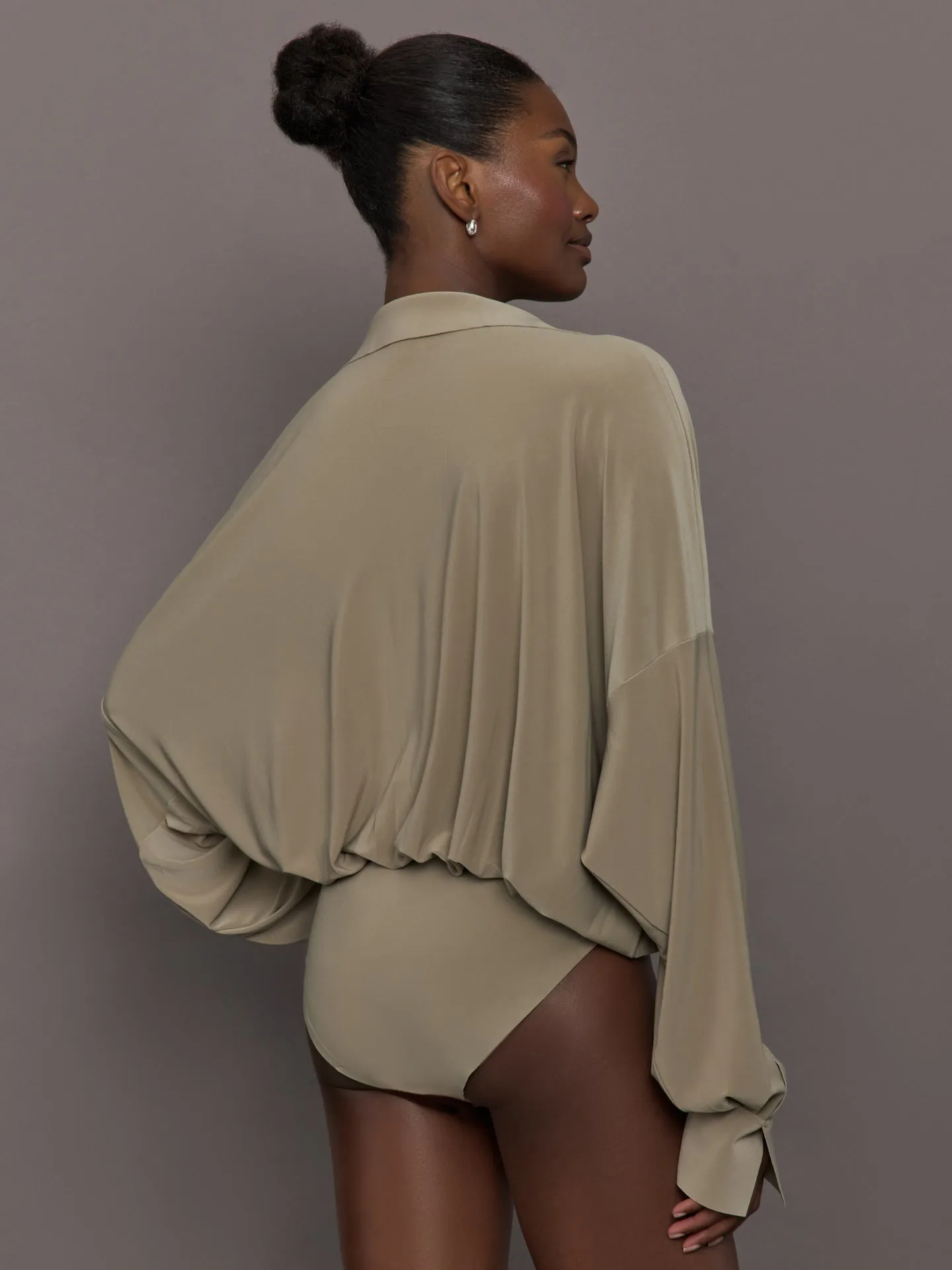 Super Oversized Boyfriend NK Shirt Bodysuit - Elm sold by Carbon38 product image thumbnail 4