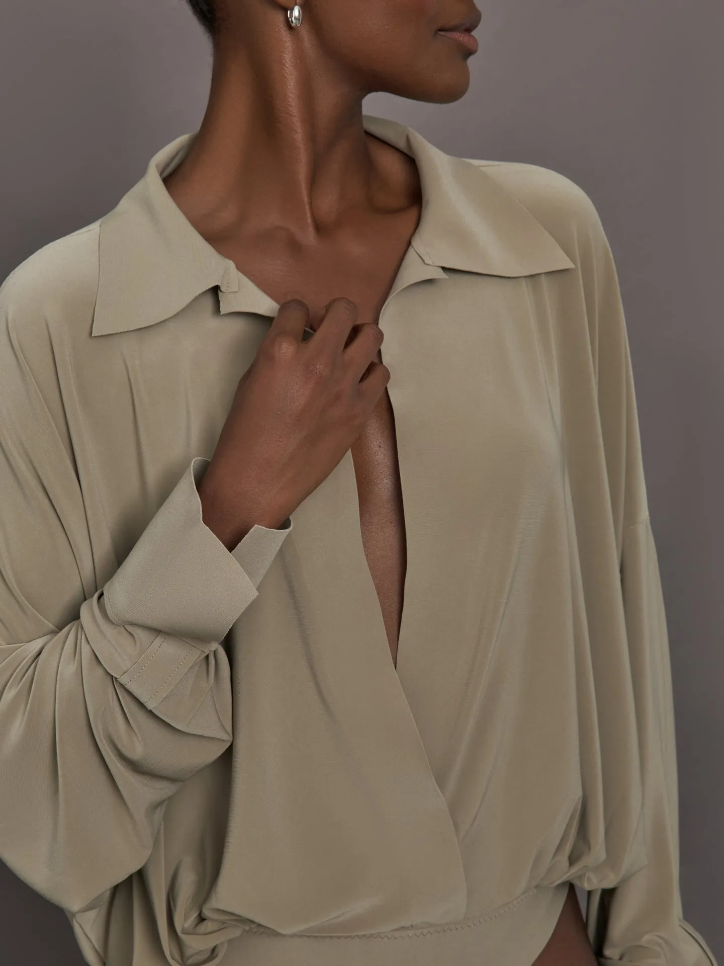 Super Oversized Boyfriend NK Shirt Bodysuit - Elm sold by Carbon38 product image thumbnail 5