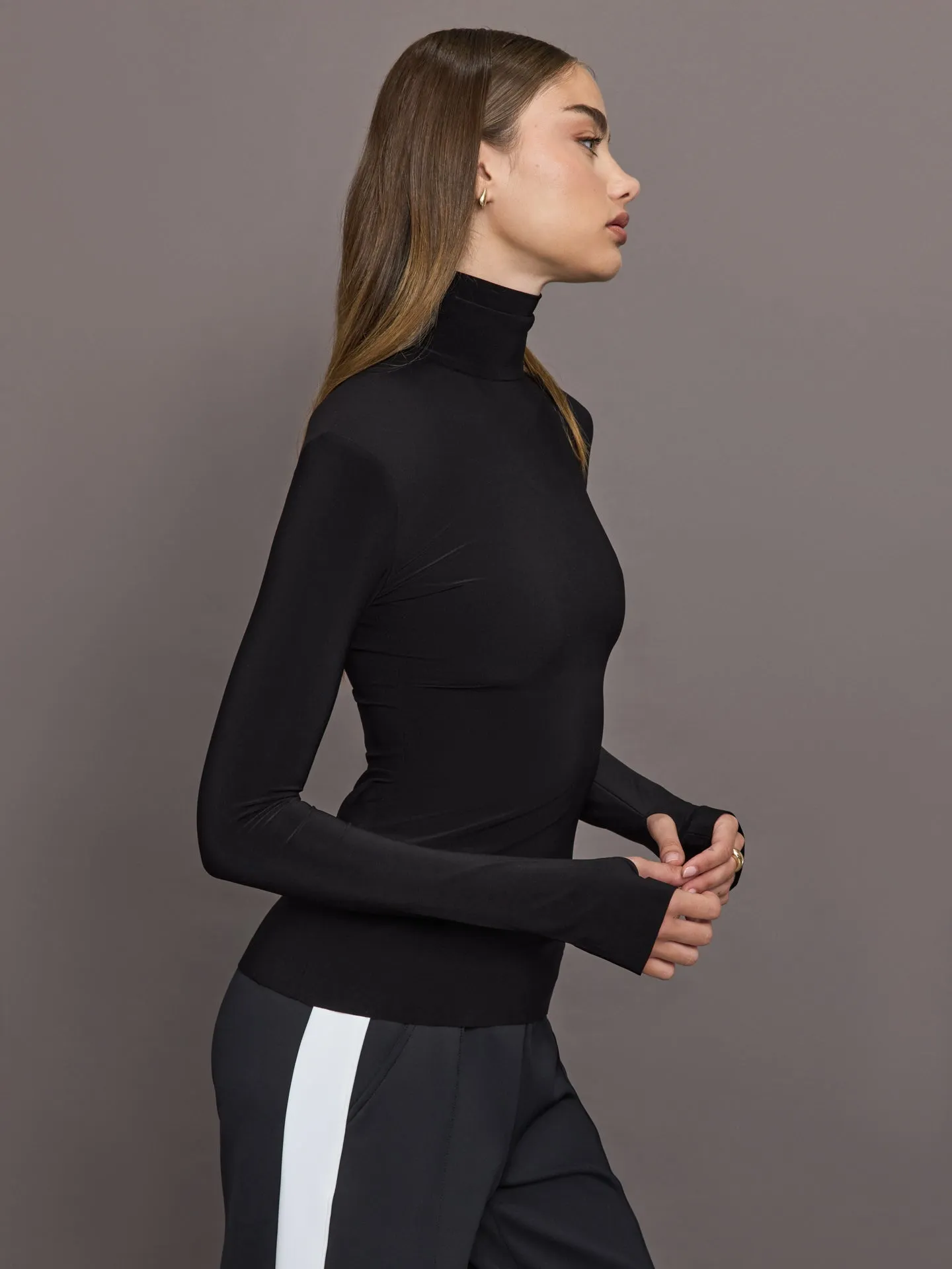 Slim Fit Long Sleeve Turtle Top - Black sold by Carbon38 product image thumbnail 2