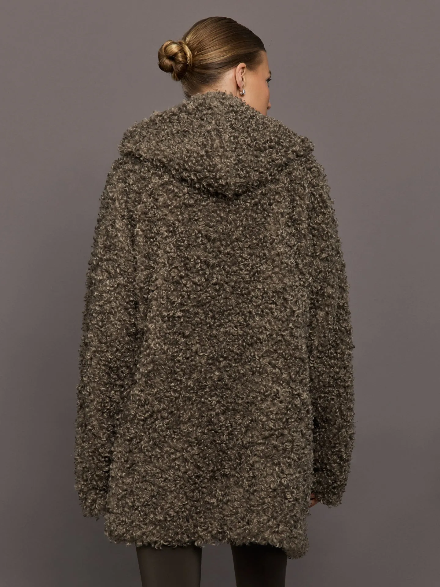 Oversized Raglan Sleeve Zip Front Hooded Jacket - Bark sold by Carbon38 product image thumbnail 5