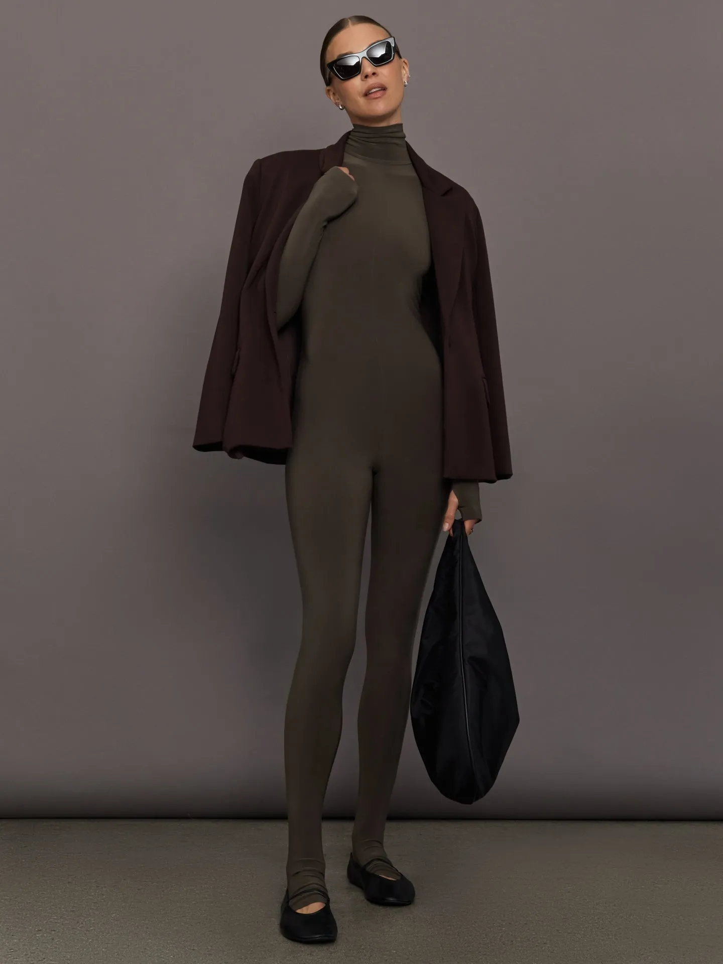 Long Sleeve Slim Fit Turtle Catsuit W/Footie - Bark sold by Carbon38 product image thumbnail 2