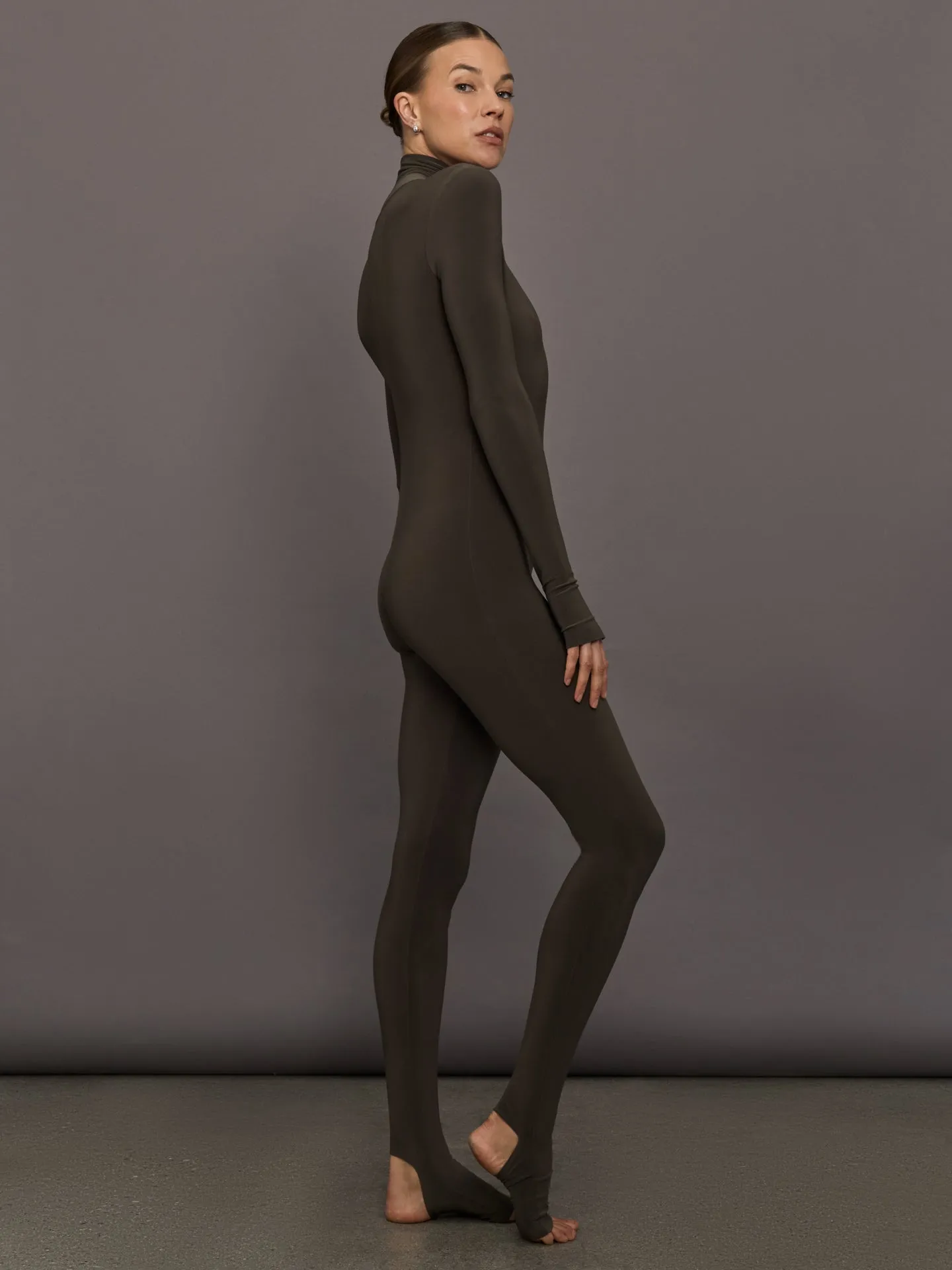 Long Sleeve Slim Fit Turtle Catsuit W/Footie - Bark sold by Carbon38 product image thumbnail 3