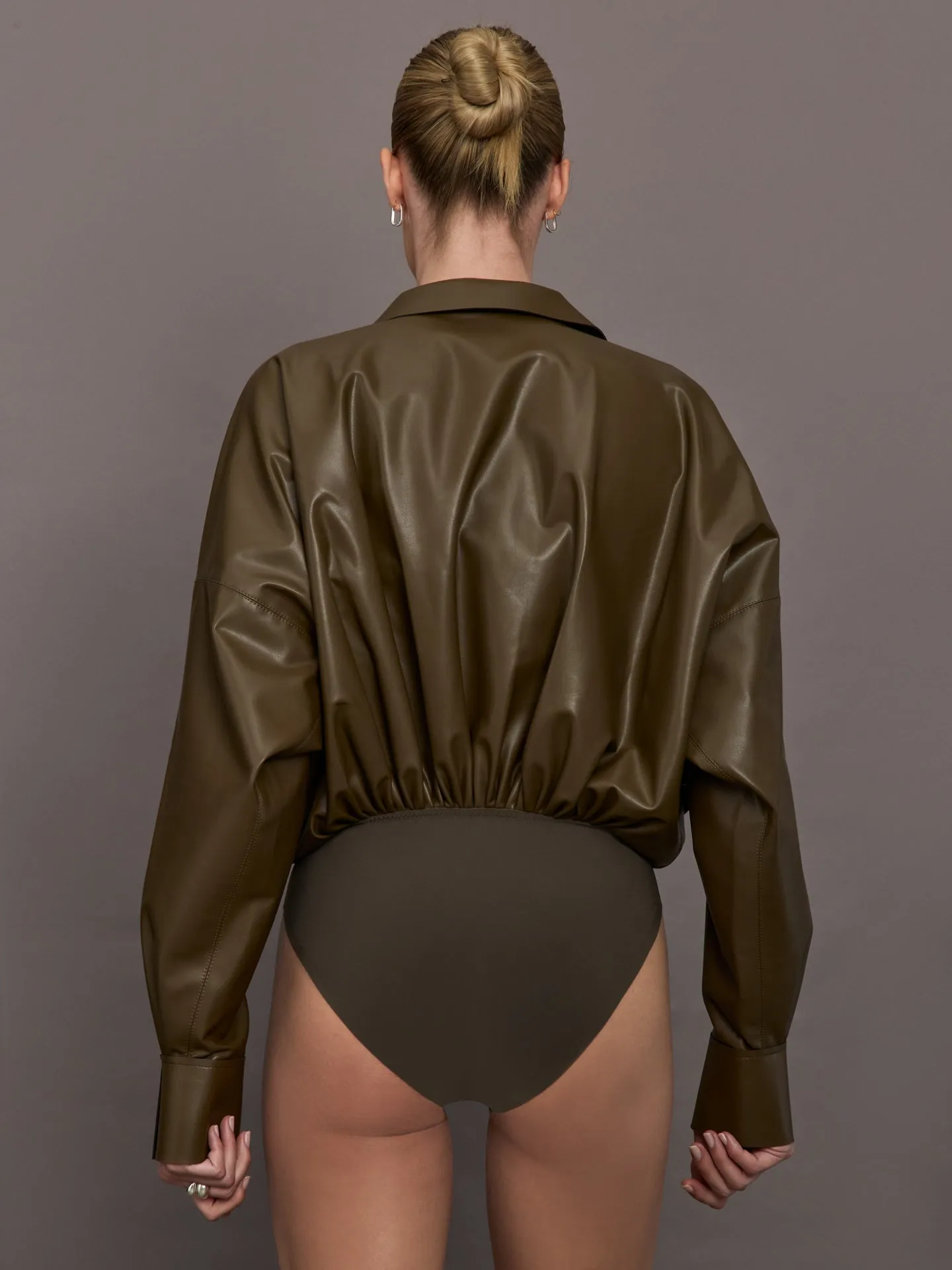 Super Oversized Boyfriend NK Shirt Bodysuit - Bark sold by Carbon38 product image thumbnail 4