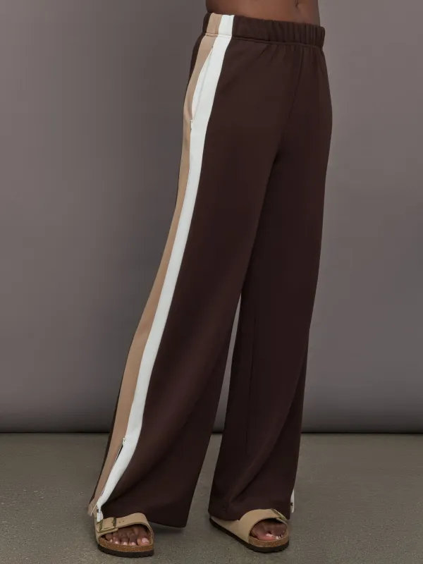 Wide Leg Track Pant in Scuba - Chocolate Torte sold by Carbon38