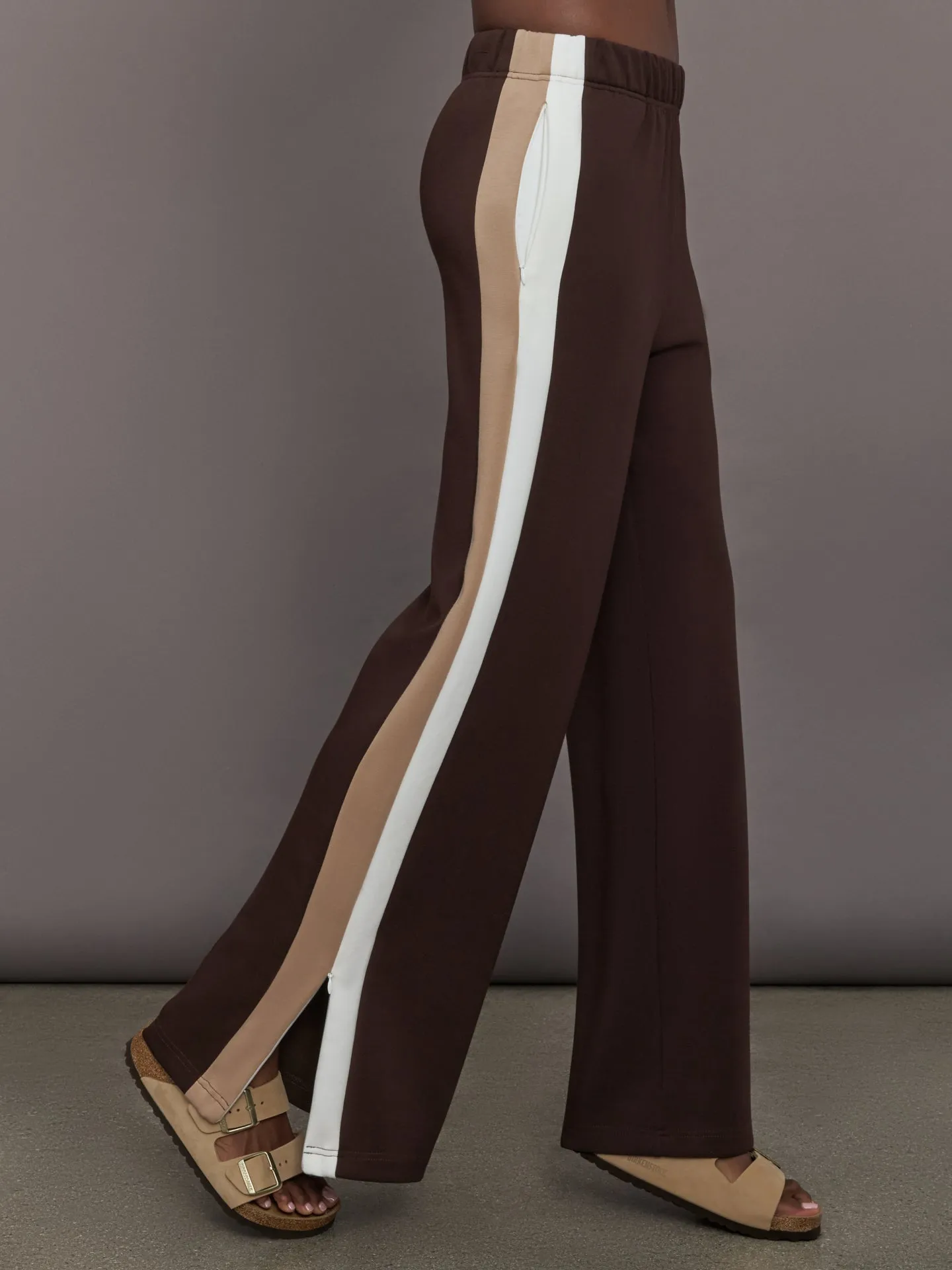 Wide Leg Track Pant in Scuba - Chocolate Torte sold by Carbon38 product image thumbnail 3