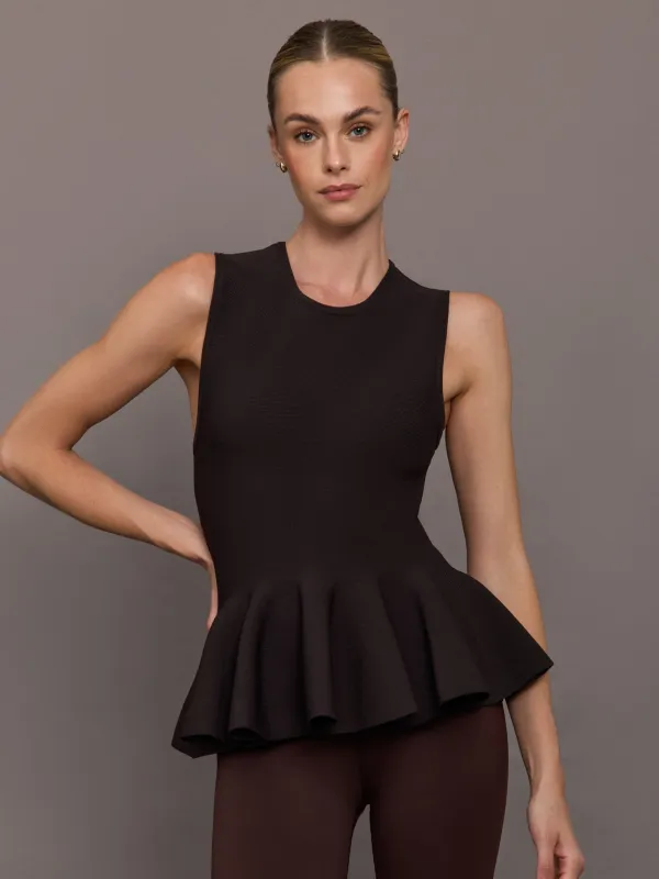 Peplum Sweater Tank - Chocolate Torte sold by Carbon38
