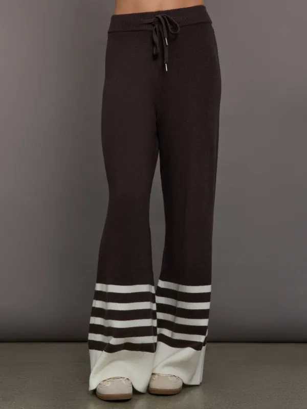 Striped Sweater Pant - Chocolate Torte / Off White made by Carbon38