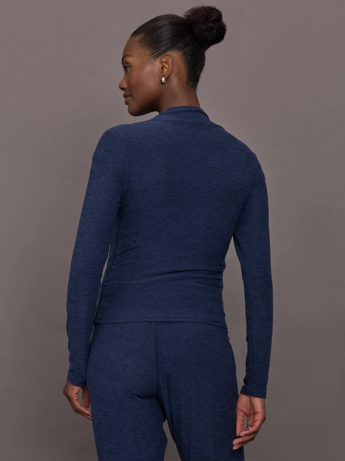 Mock Neck Long Sleeve in Soft Luxe - Heather Navy Blazer sold by Carbon38 product image thumbnail 4