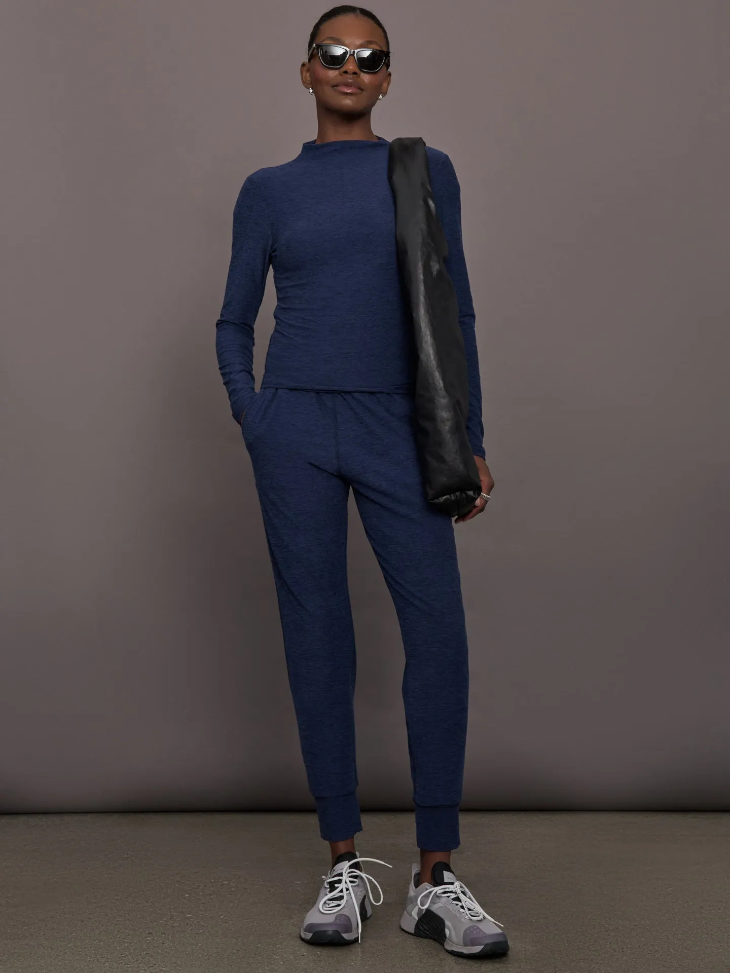Mock Neck Long Sleeve in Soft Luxe - Heather Navy Blazer sold by Carbon38 product image thumbnail 2