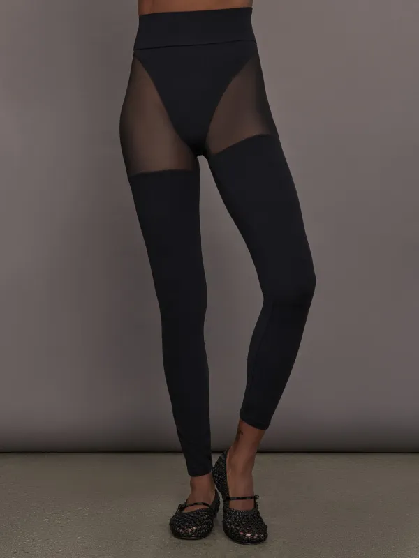 Sheer Thigh High Legging in Melt - Black sold by Carbon38