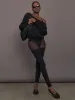 Sheer Thigh High Legging in Melt - Black sold by Carbon38