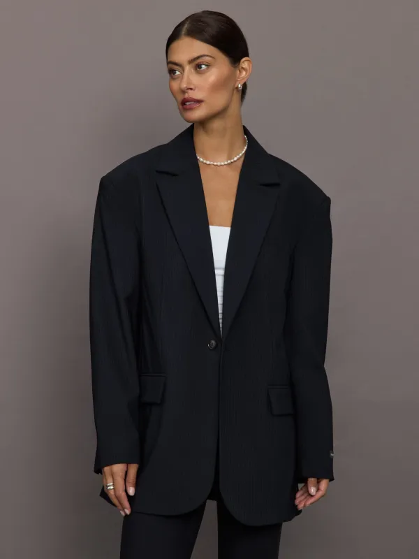 Yago Blazer - Navy Pinstripe sold by Carbon38