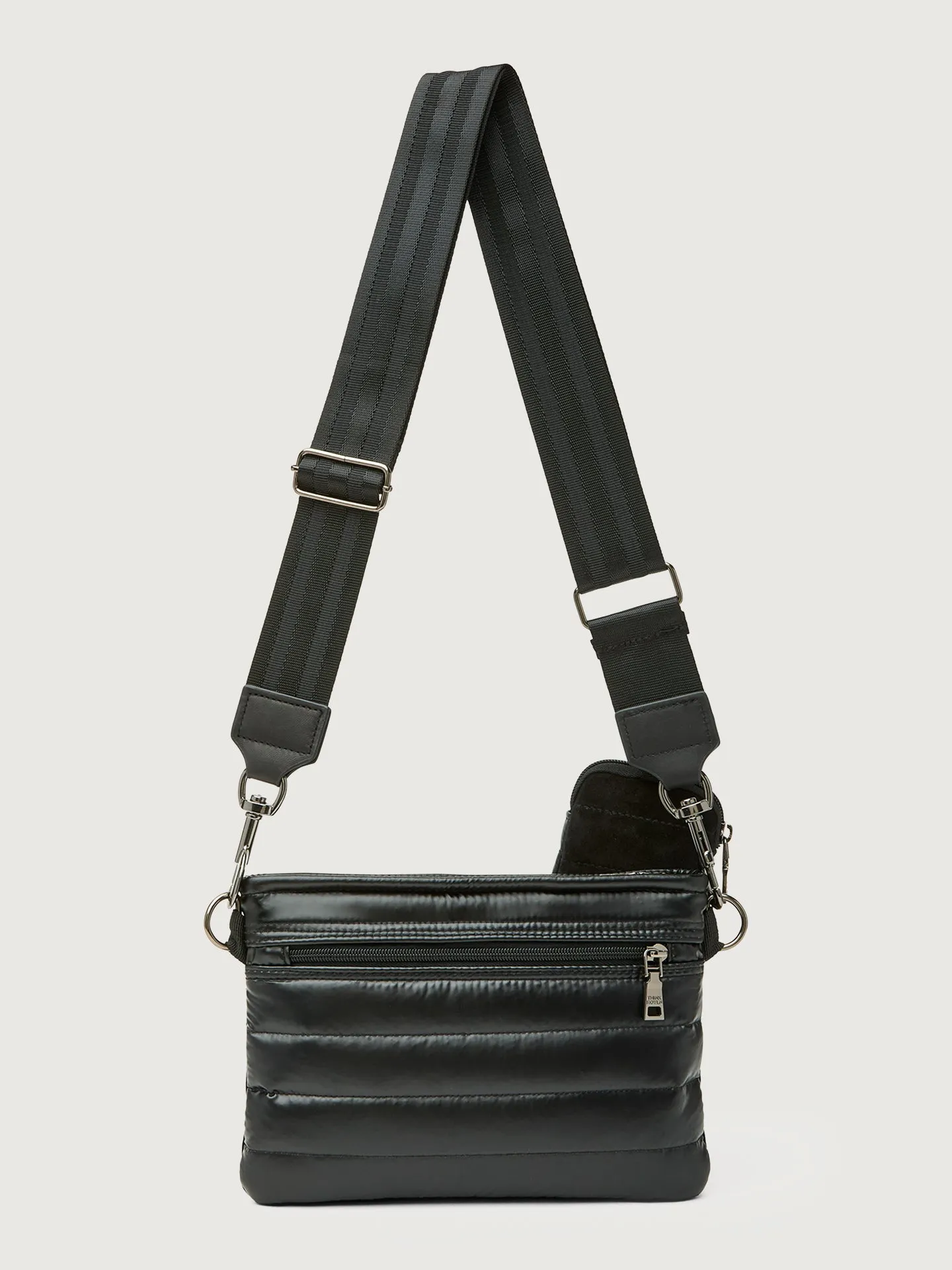 Downtown Crossbody - Black Suede & Pearl Black/Black Web Gunmetal Hardware sold by Carbon38 product image thumbnail 5
