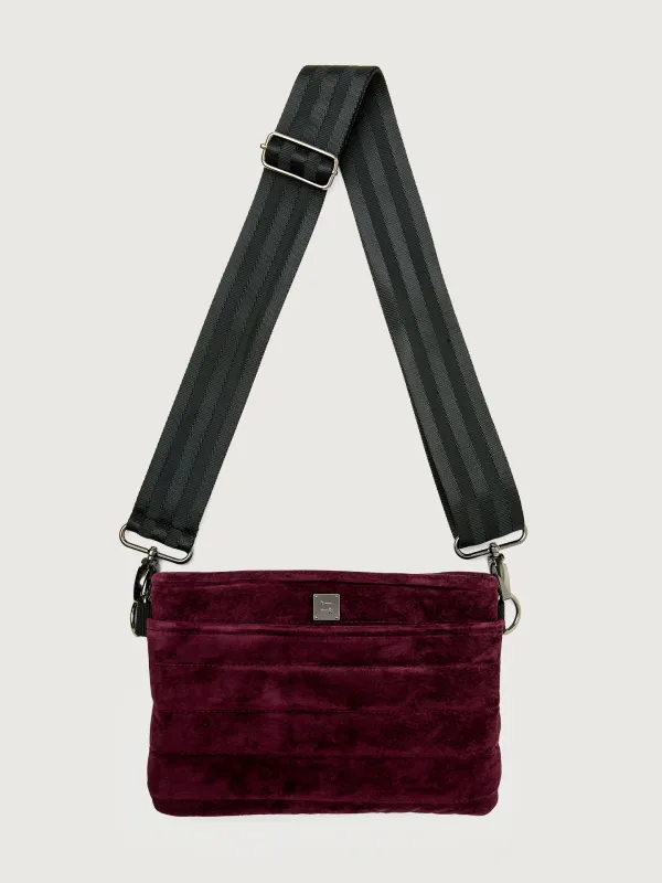 Bum Bag 2.0 Suede - Aubergine Suede/ Black/Black Web sold by Carbon38