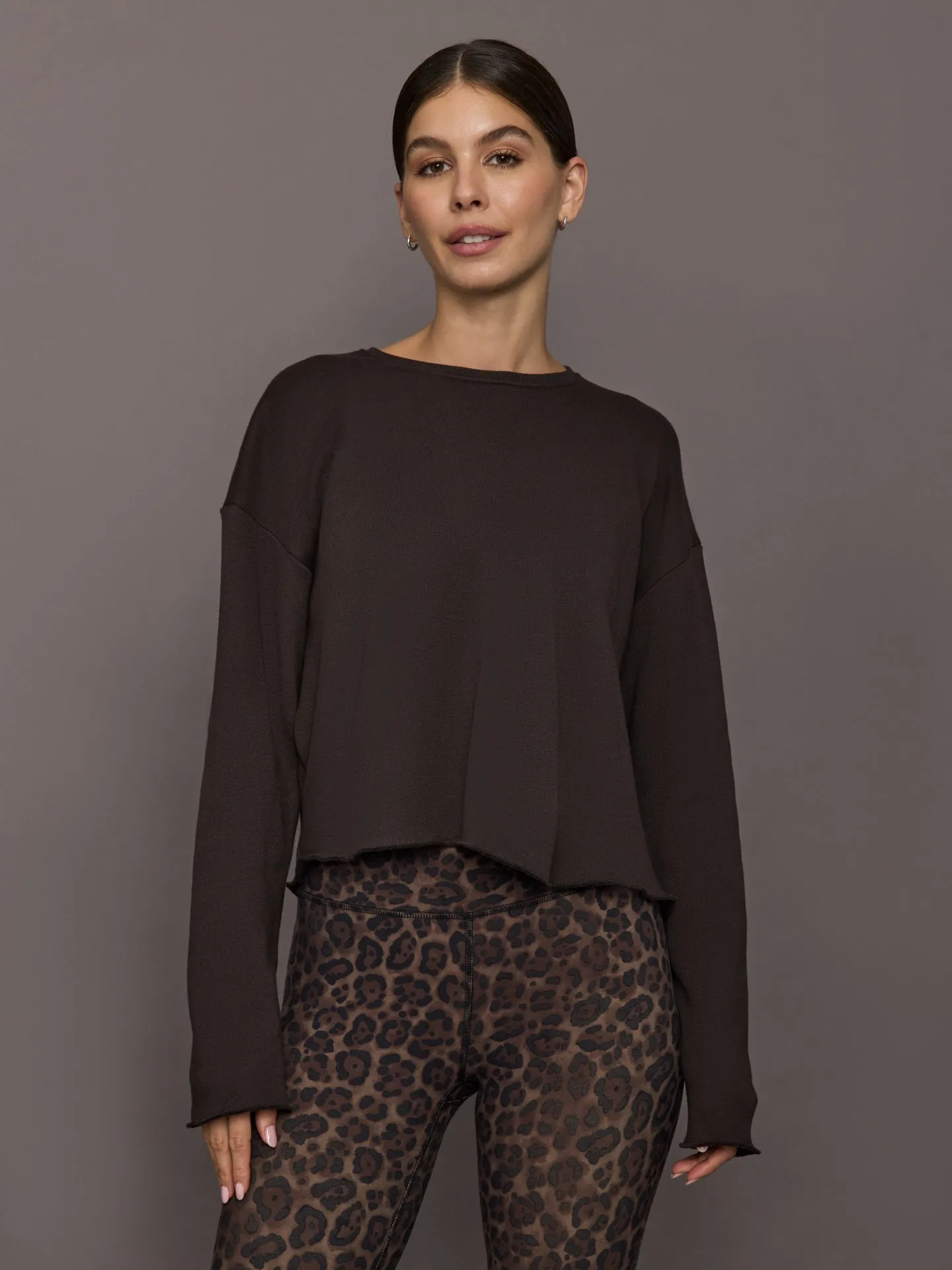 Crew Neck Sweatshirt in French Terry - Chocolate Torte sold by Carbon38