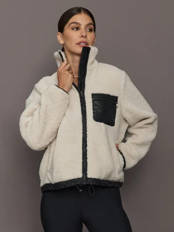 Faux Leather Sherpa Jacket - Natural sold by Carbon38