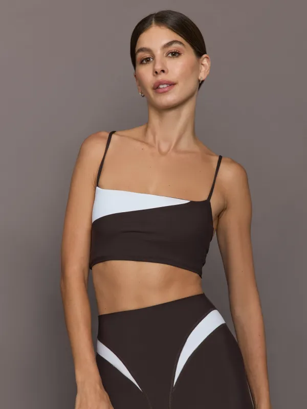 Spliced Colorblock Bra in Melt - Chocolate Torte / White sold by Carbon38