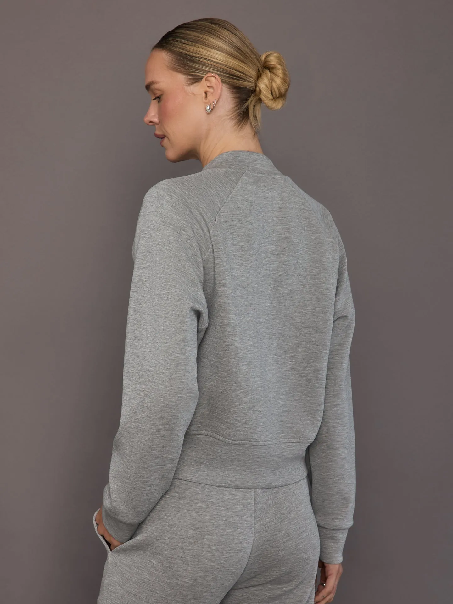 Knit Bomber Jacket in Modal Luxe - Heather Grey sold by Carbon38 product image thumbnail 5