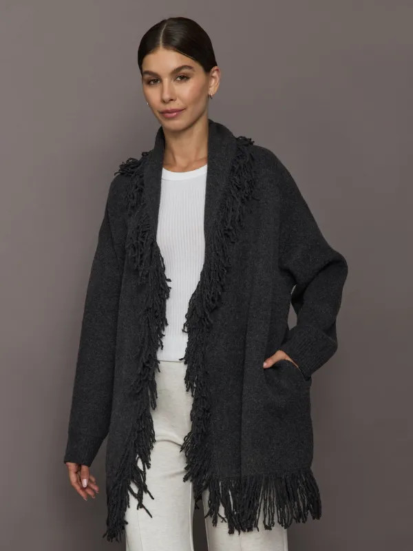 Tassel Shawl Collar Sweater - Charcoal sold by Carbon38