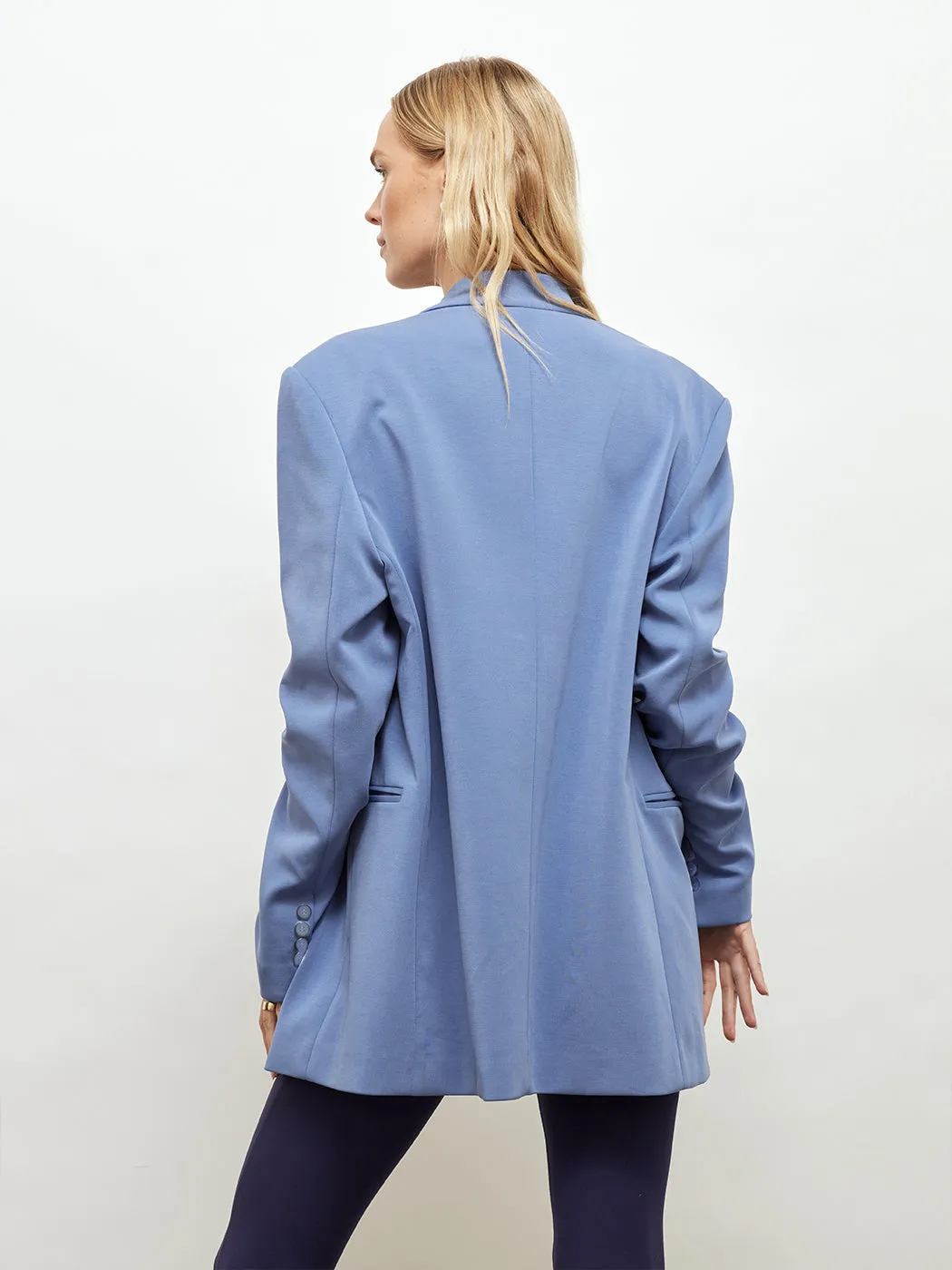 Double-Breasted Scuba Blazer - Blue sold by Carbon38 product image thumbnail 4