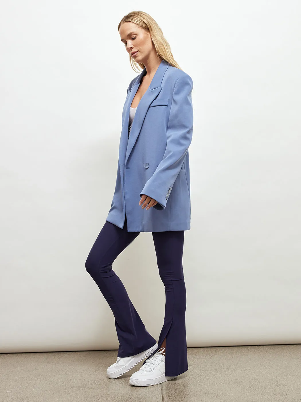 Double-Breasted Scuba Blazer - Blue sold by Carbon38