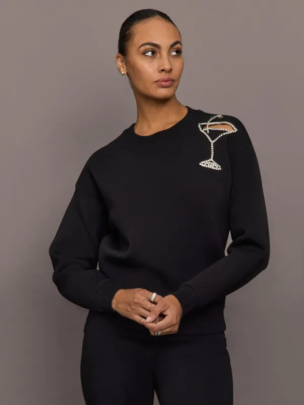 Martini Embellished Sweatshirt in Scuba - Black made by Carbon38
