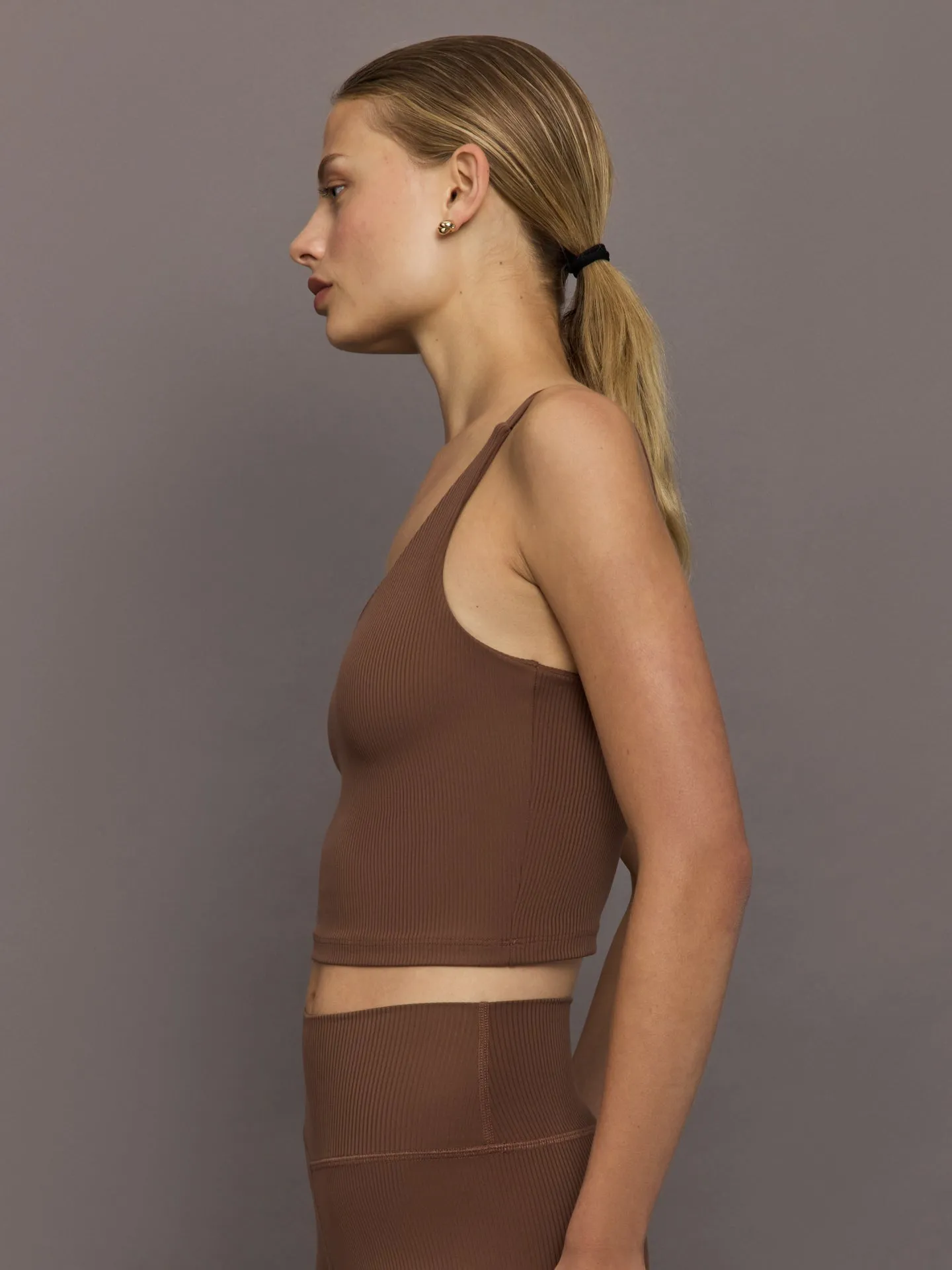 V-Neck Tank in Ribbed Melt - Cocoa Brown sold by Carbon38 product image thumbnail 4