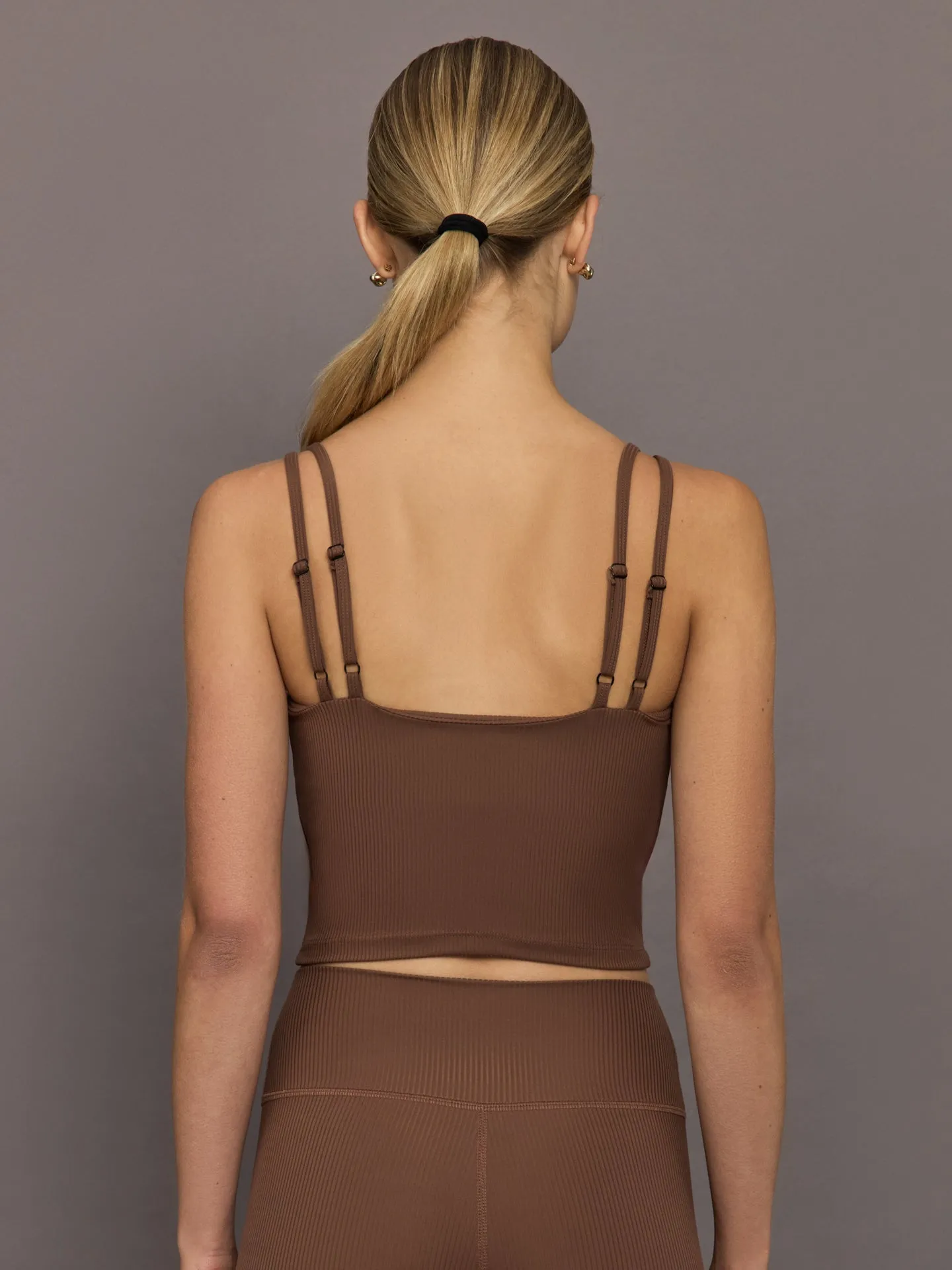 V-Neck Tank in Ribbed Melt - Cocoa Brown sold by Carbon38 product image thumbnail 2