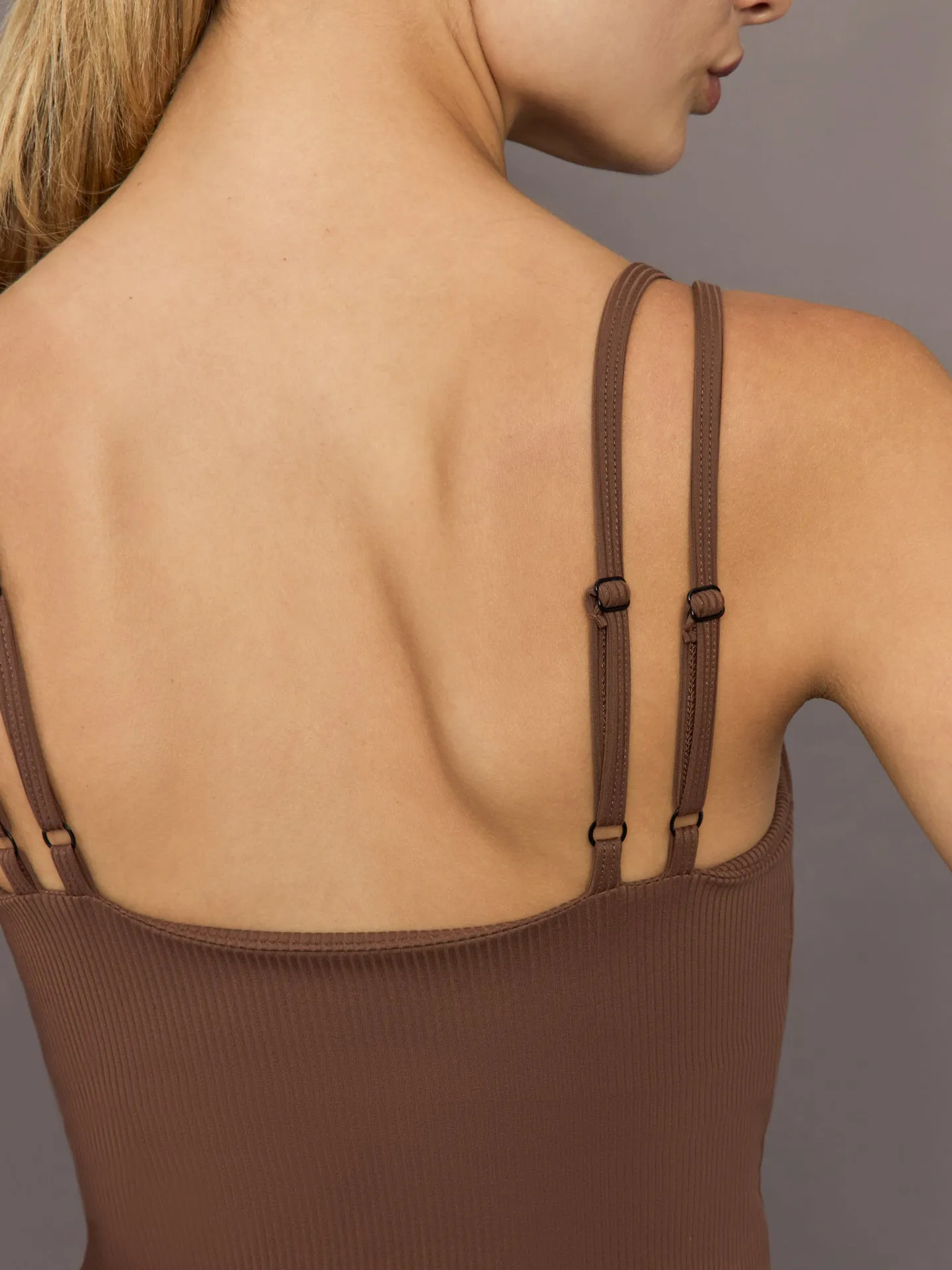 V-Neck Tank in Ribbed Melt - Cocoa Brown sold by Carbon38 product image thumbnail 5