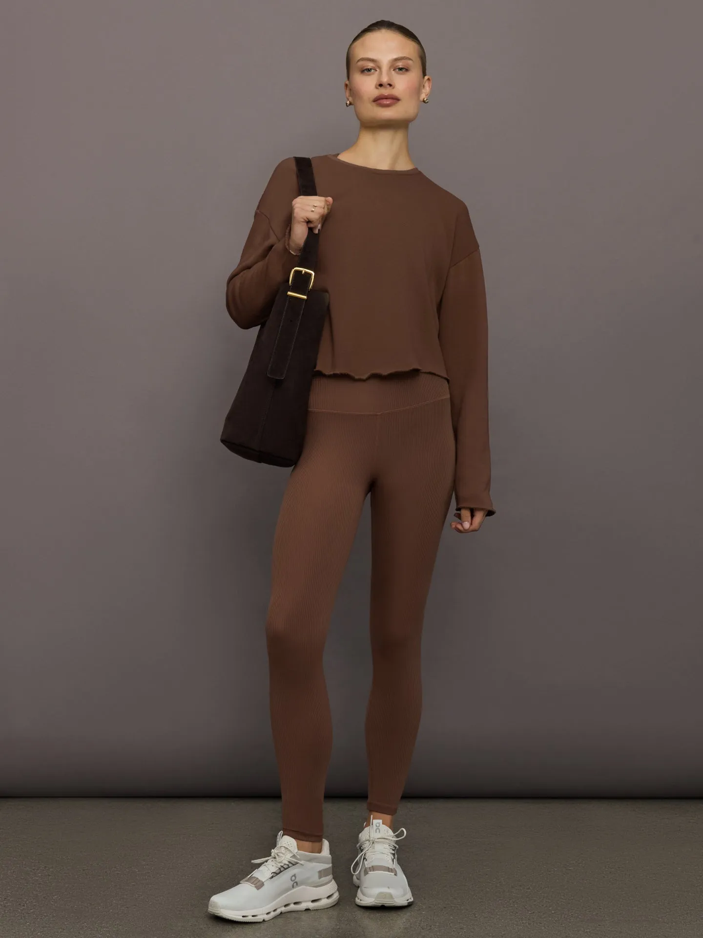 High Rise Legging in Ribbed Melt - Cocoa Brown sold by Carbon38 product image thumbnail 2