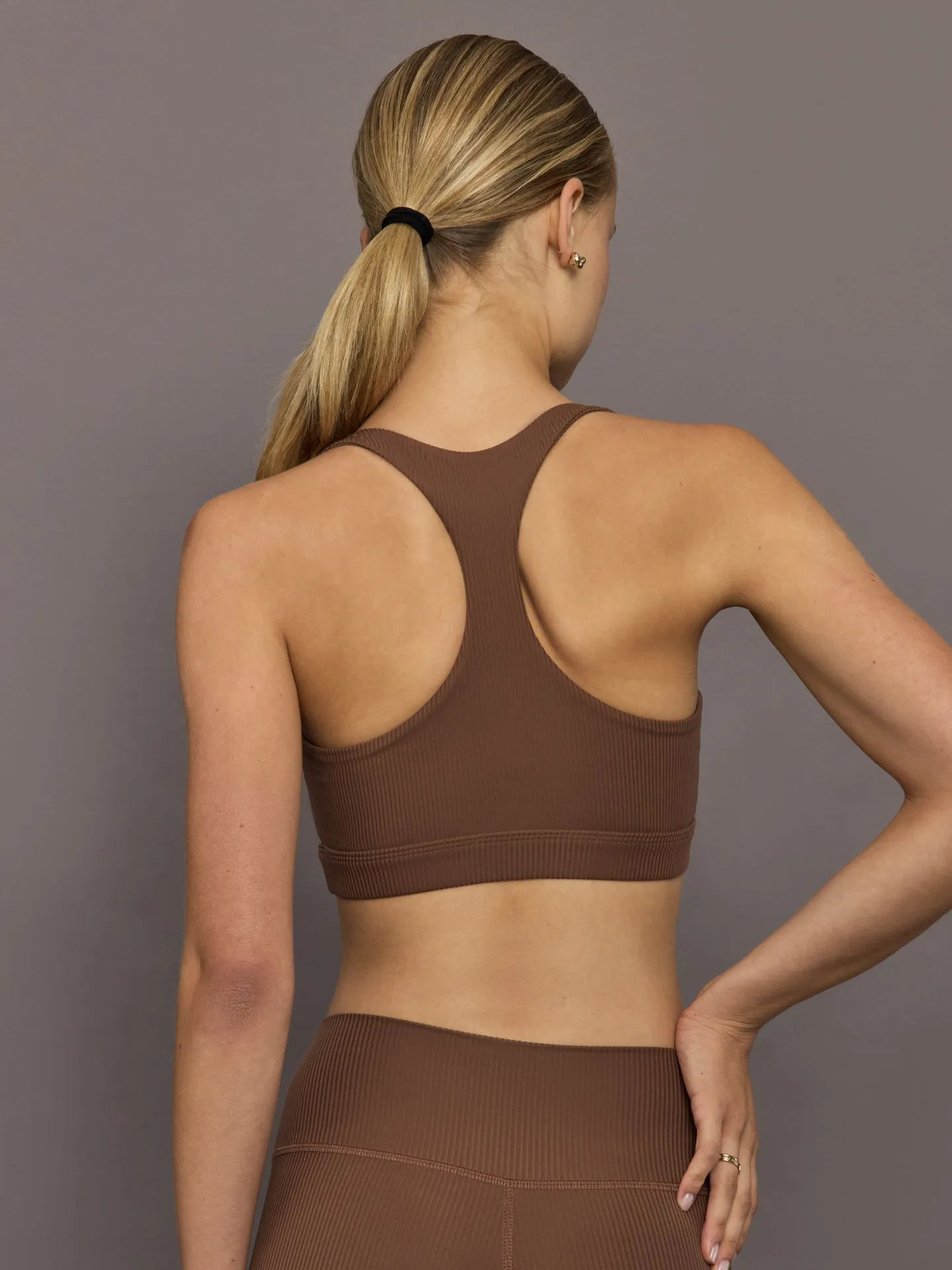 Racerback Bra in Ribbed Melt - Cocoa Brown sold by Carbon38 product image thumbnail 4