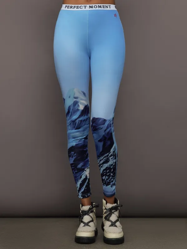 Printed Base Layer Leggings - Ski Lift Blue sold by Carbon38