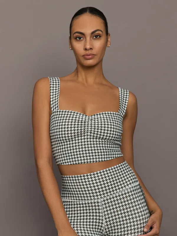 Houndstooth Sports Bra - Ivory / Faded Black made by Carbon38