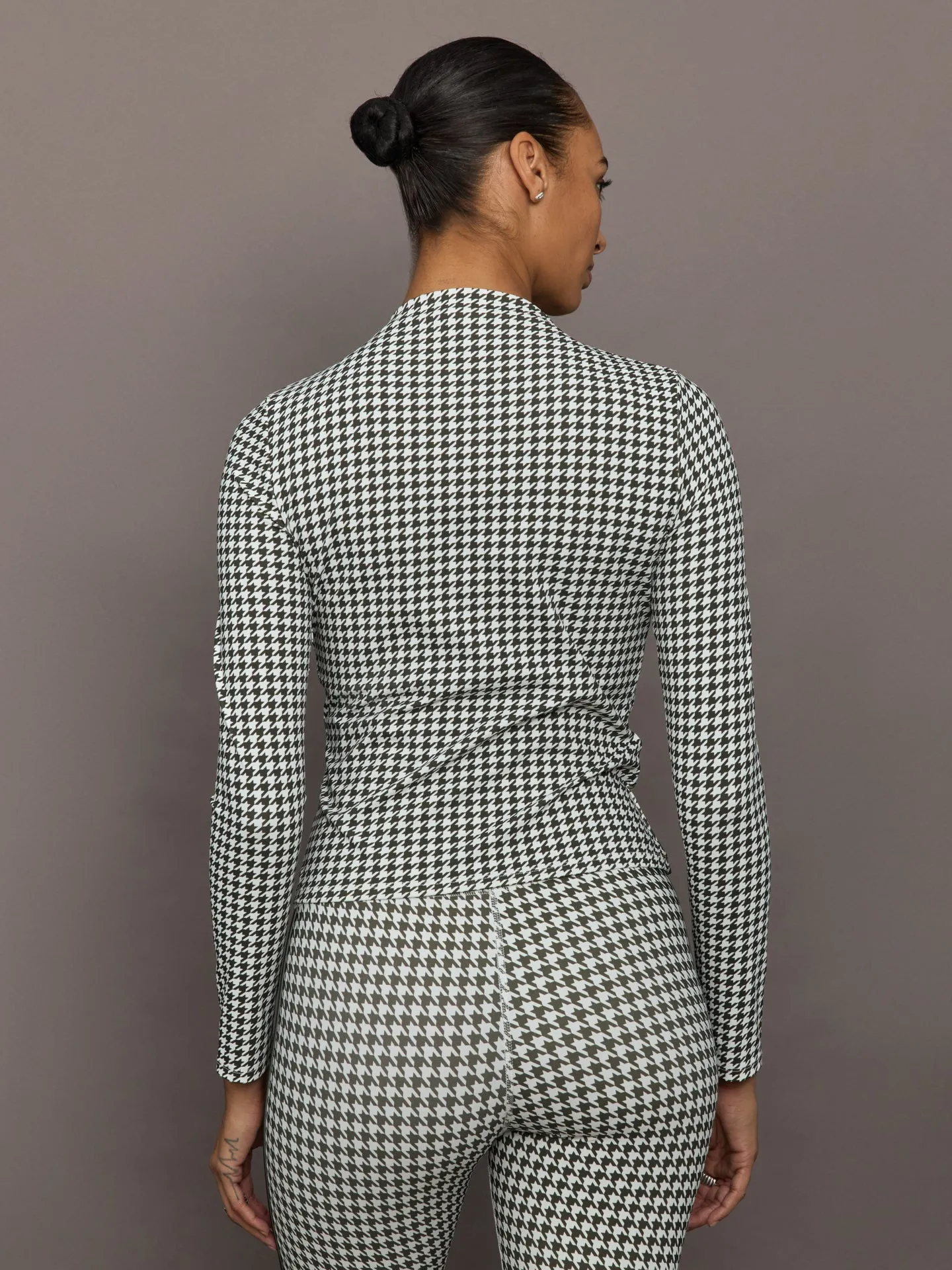 Houndstooth Mock Neck Top - Ivory / Faded Black sold by Carbon38 product image thumbnail 4