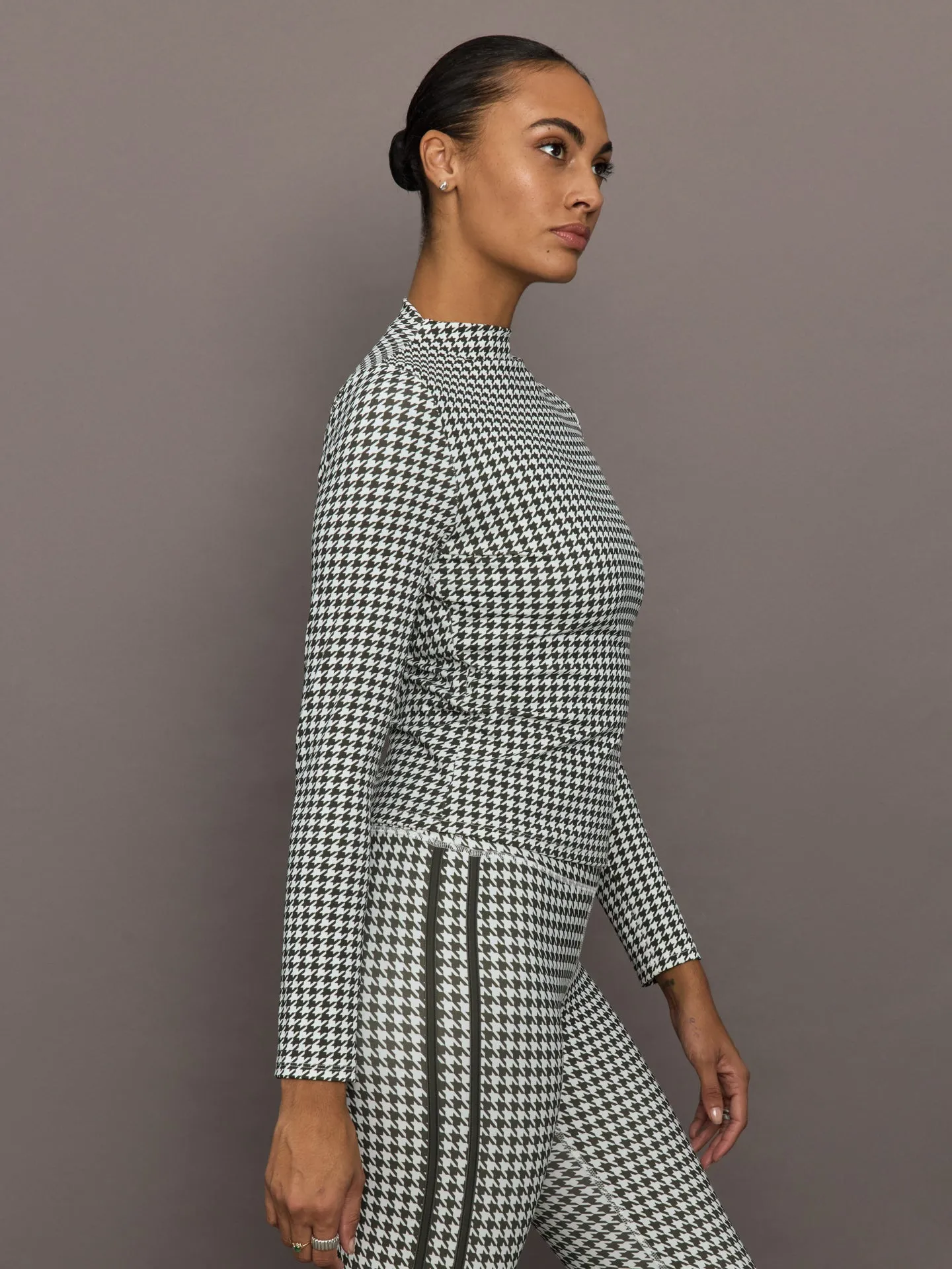 Houndstooth Mock Neck Top - Ivory / Faded Black sold by Carbon38 product image thumbnail 3
