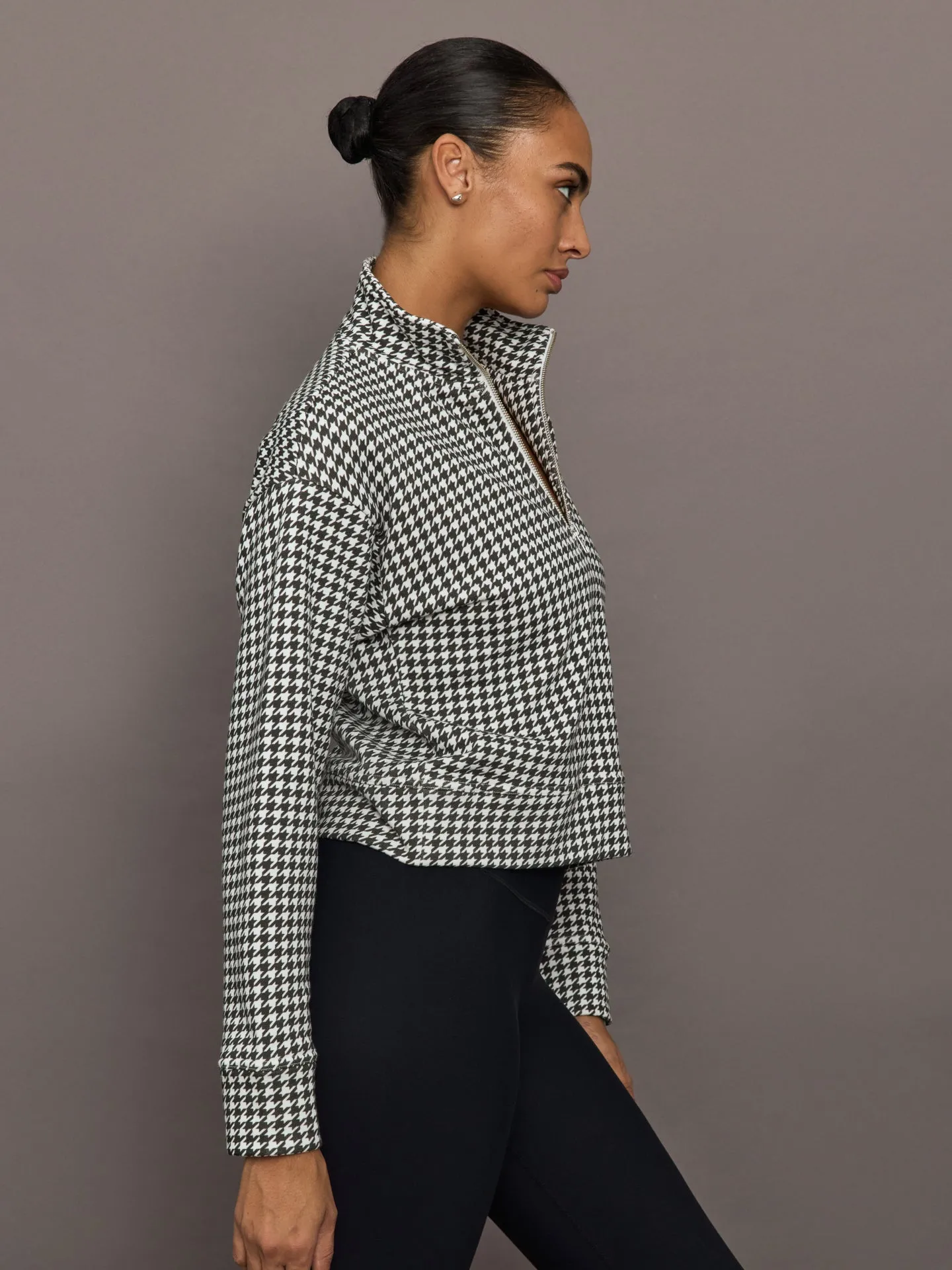 Houndstooth Half Zip - Ivory / Faded Black sold by Carbon38 product image thumbnail 3