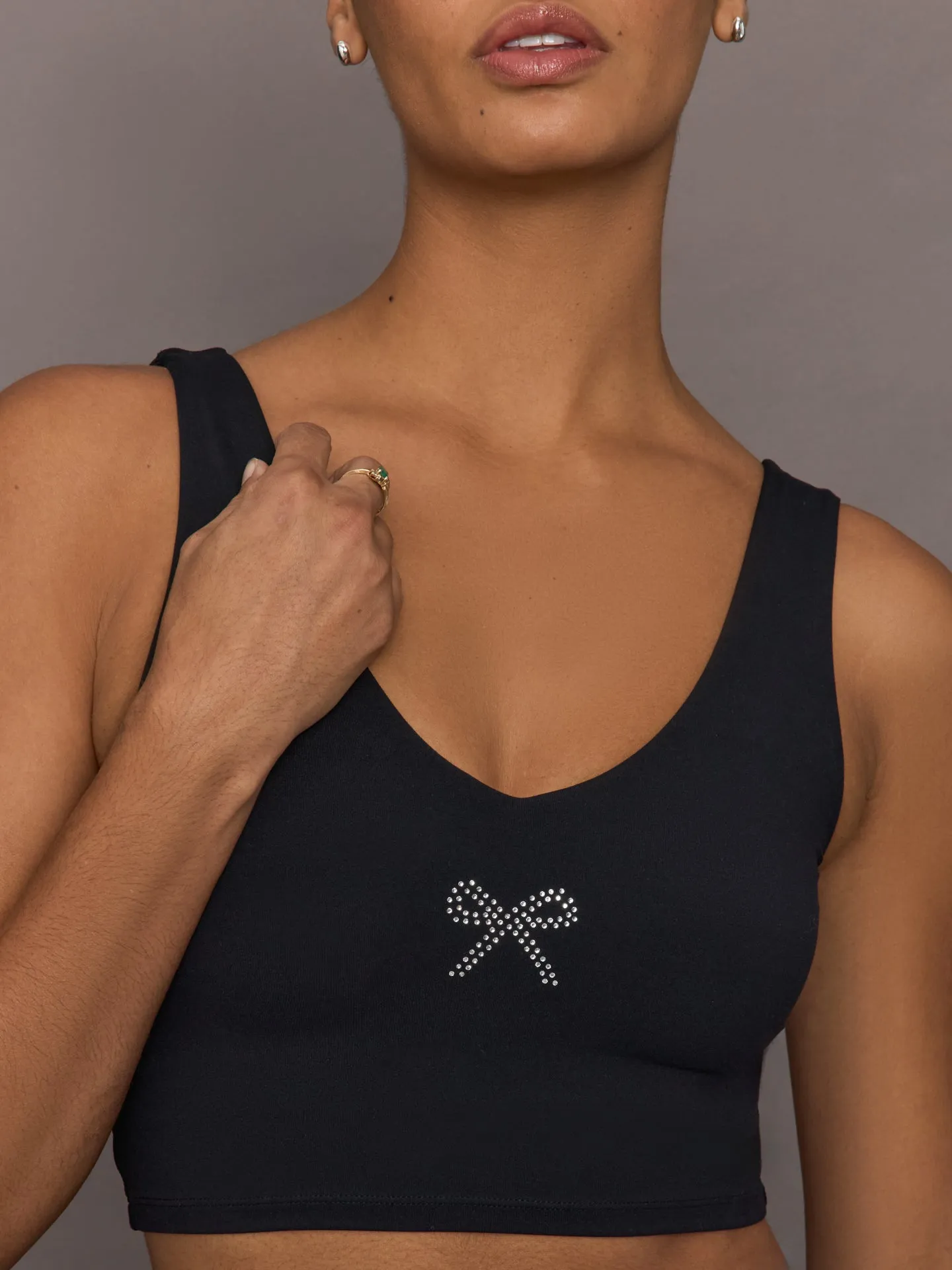 Rhinestone Bow Bra in Melt - Black sold by Carbon38 product image thumbnail 3