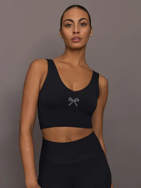 Rhinestone Bow Bra in Melt - Black sold by Carbon38