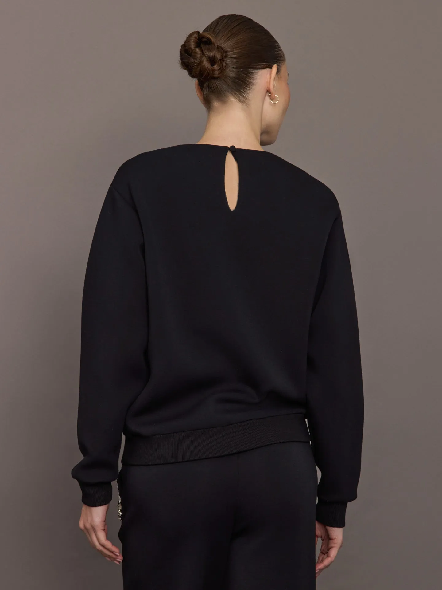 Jewel Embellished Sweatshirt in Scuba - Black sold by Carbon38 product image thumbnail 4