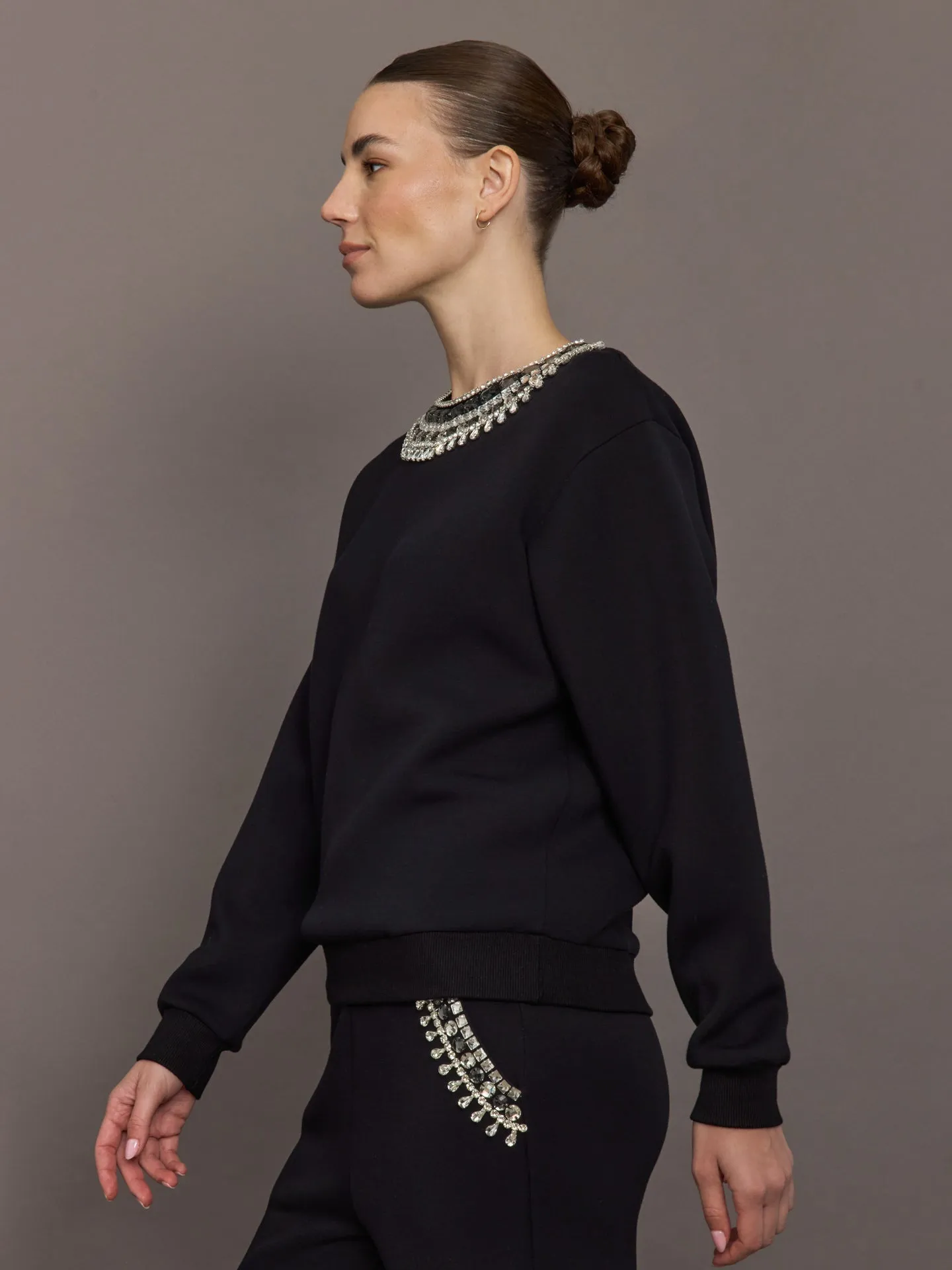 Jewel Embellished Sweatshirt in Scuba - Black sold by Carbon38 product image thumbnail 3