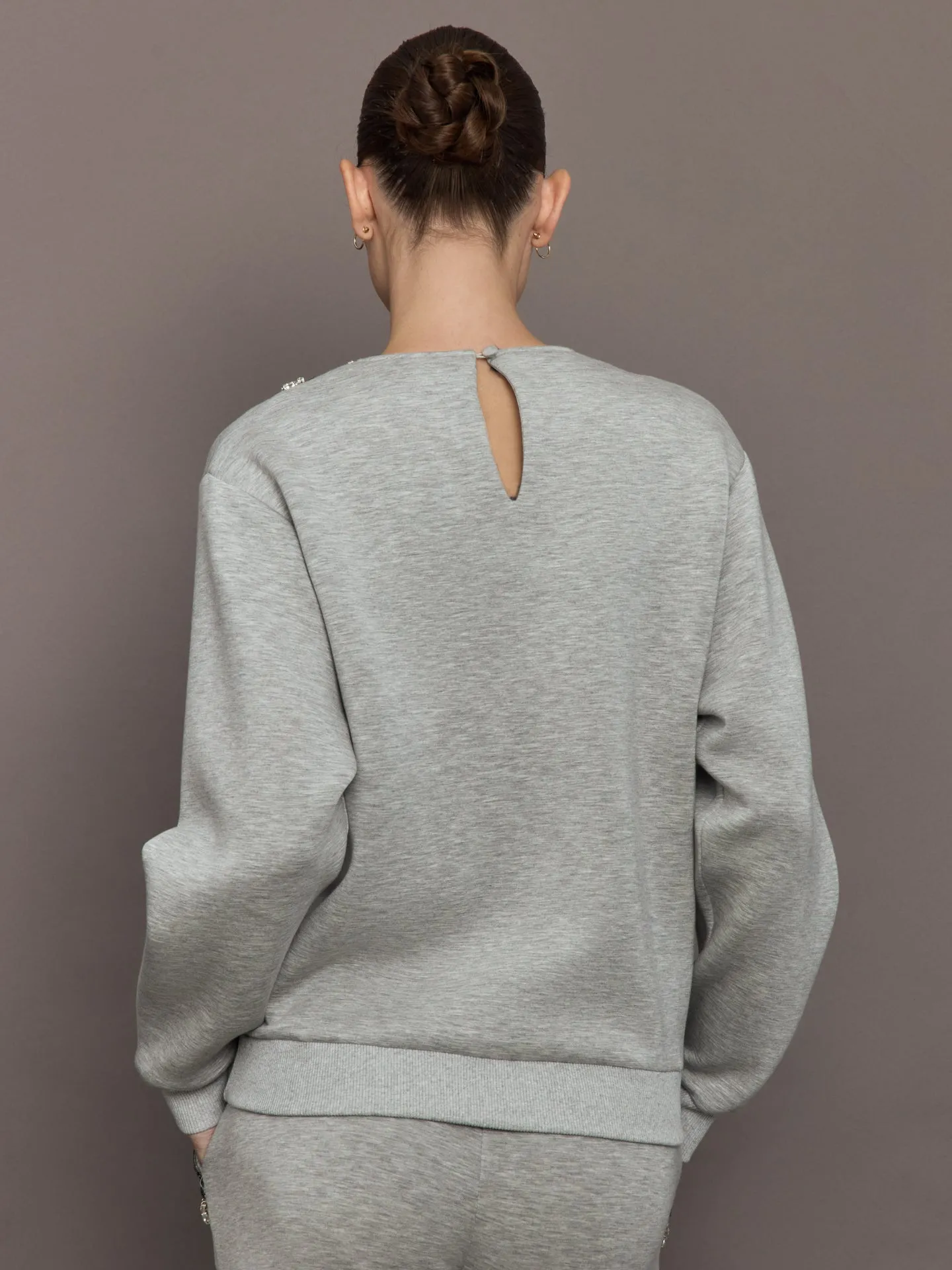 Jewel Embellished Sweatshirt in Scuba - Heather Grey sold by Carbon38 product image thumbnail 5
