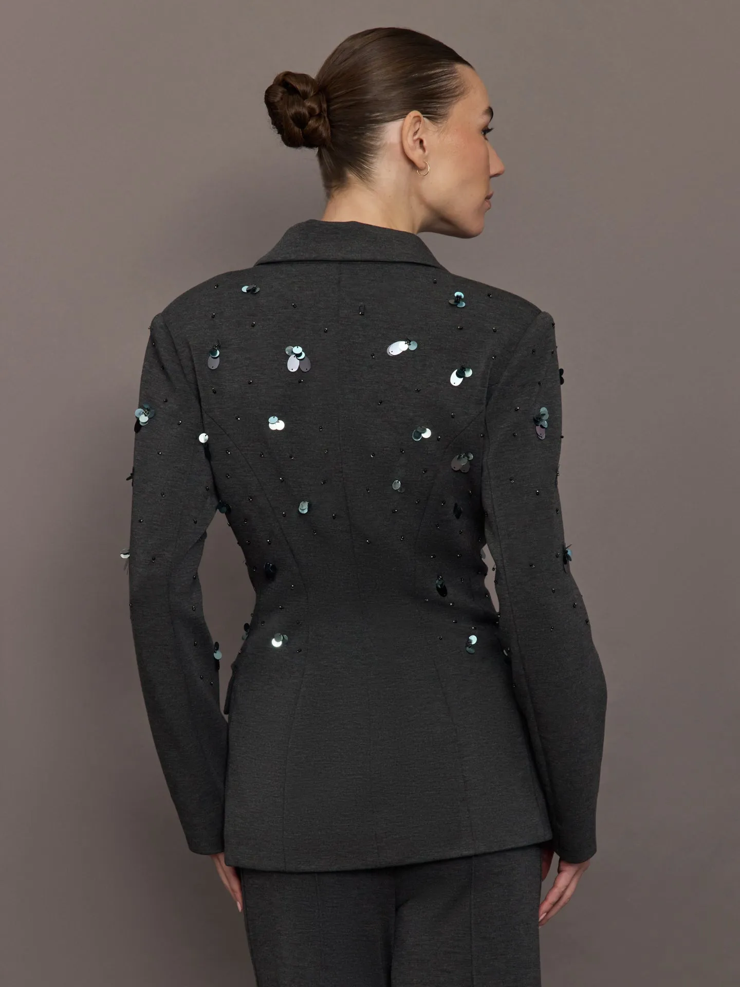 Embellished Scuba Blazer - Charcoal sold by Carbon38 product image thumbnail 3