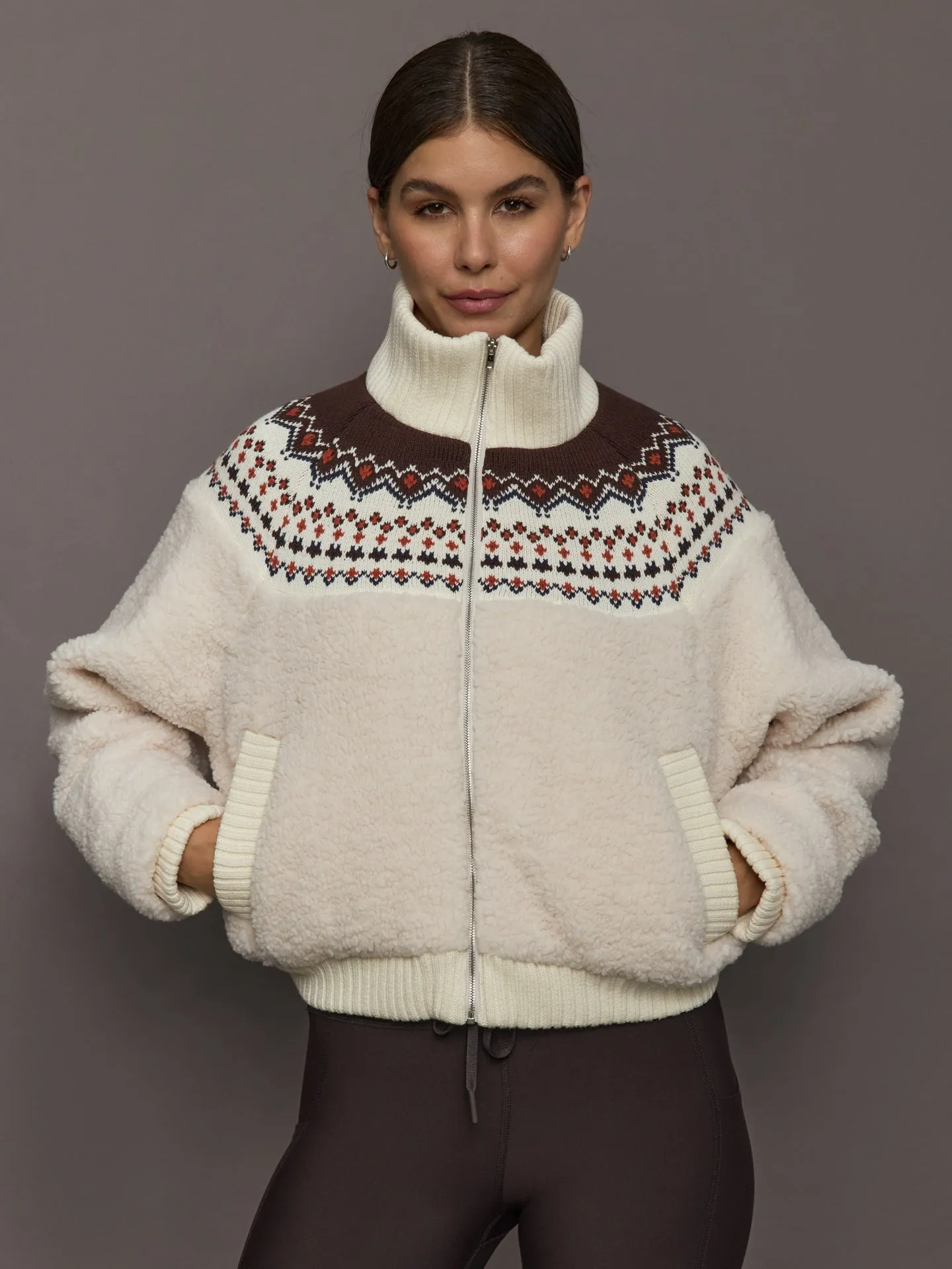 Fairisle Sherpa Jacket - Natural sold by Carbon38
