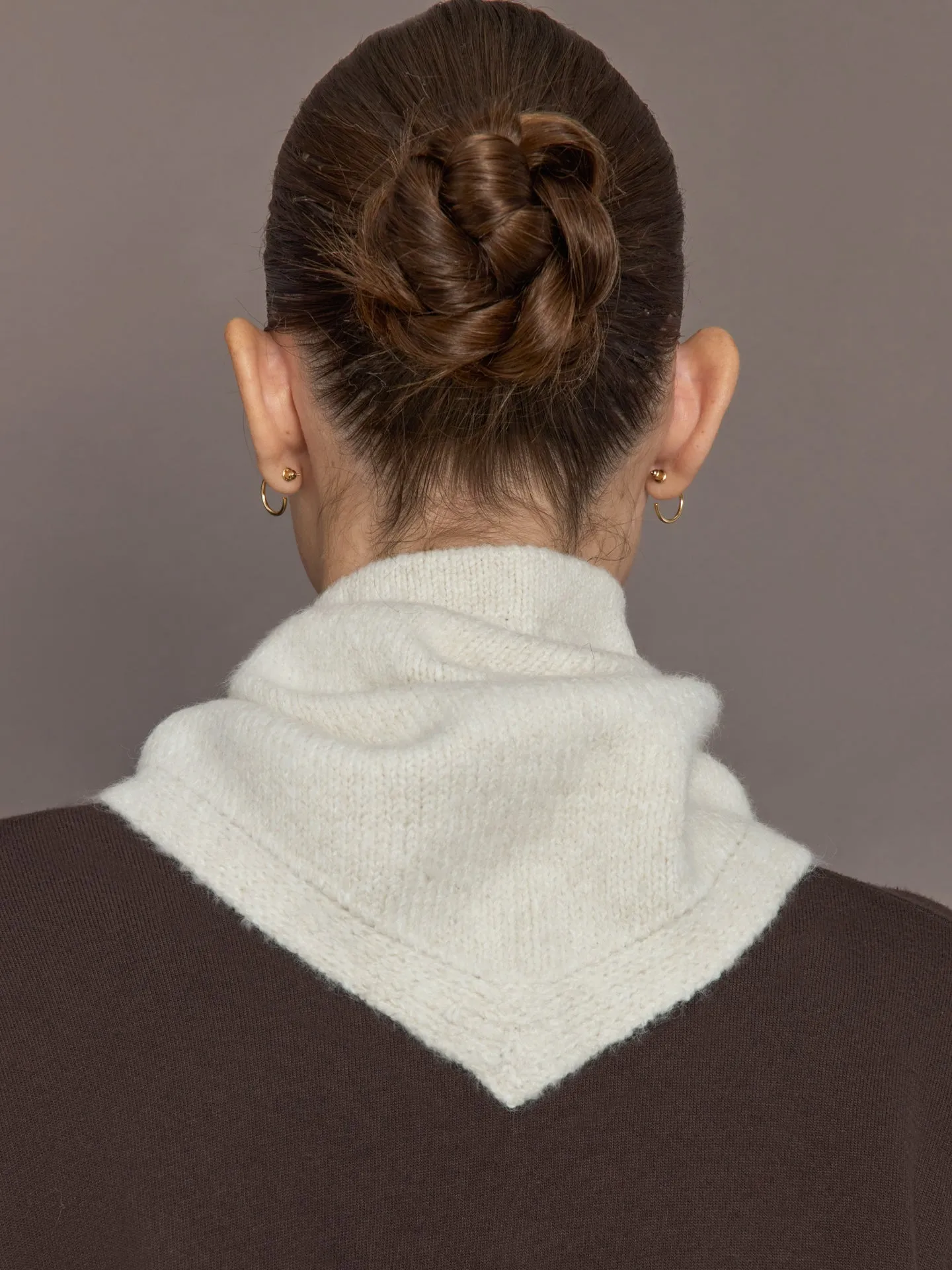 Knit Triangle Pull Thru Scarf with Hand Sewn Beands - Ivory sold by Carbon38 product image thumbnail 3