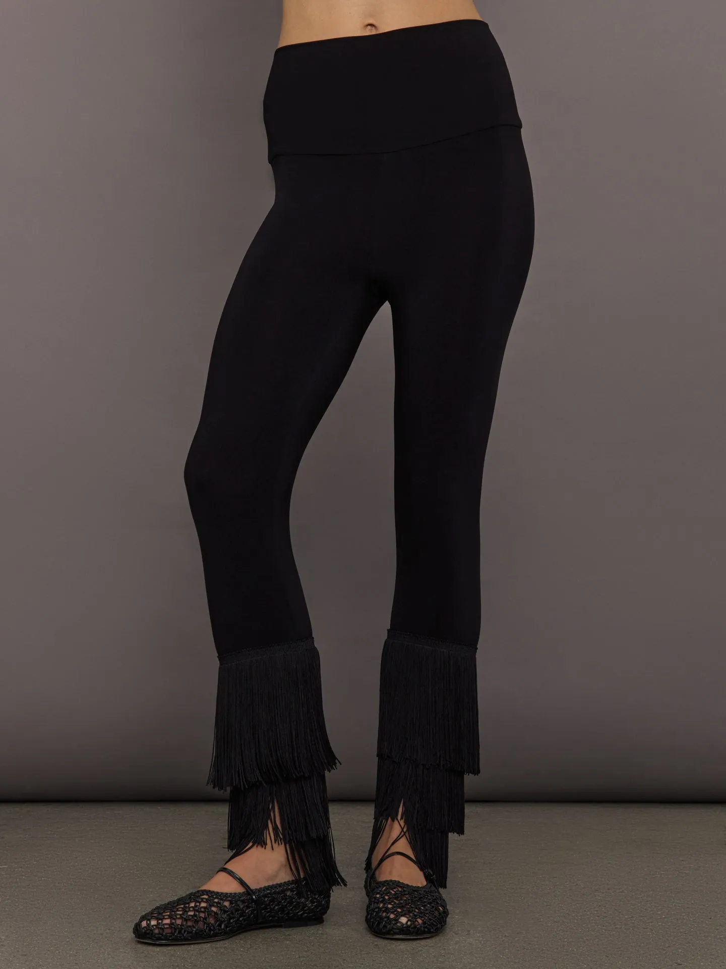 Fringe Hem Cropped Legging - Black sold by Carbon38 product image thumbnail 3