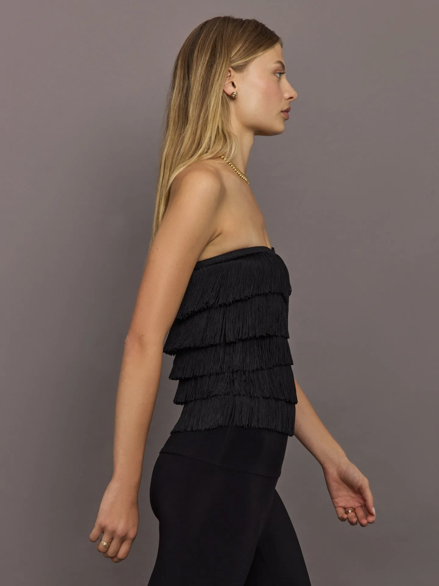 Strapless All Over Fringe Top - Black sold by Carbon38 product image thumbnail 4